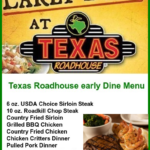 Texas Roadhouse Early Dine Menu